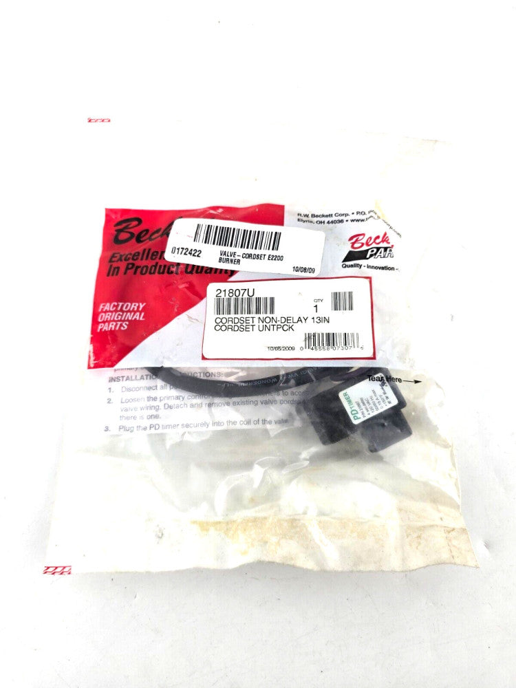 NOS Beckett 21807U Cordset Non-Delay 13 in. for Beckett CleanCut Pumps