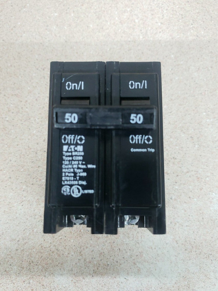 1- EATON CORPORATION Br250 Double Pole Circuit Breaker 120/240V 50A