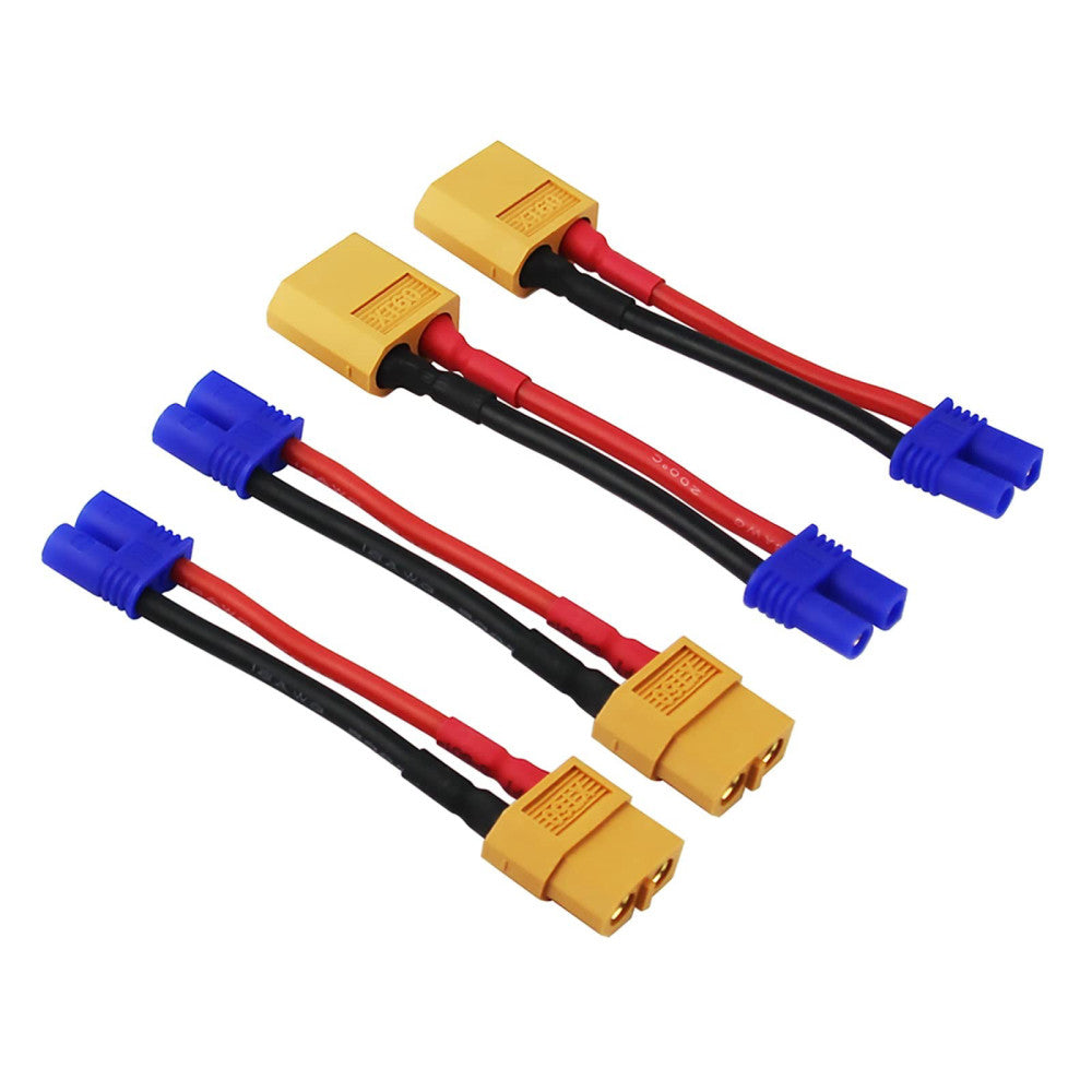 4pcs XT60 to EC2 Male Female RC Connector Adapter with 16awg 2inch Wire(E30-4)