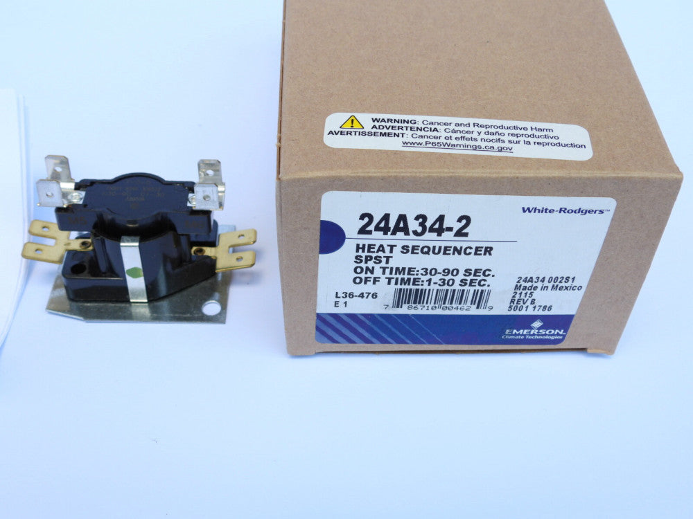 White Rodgers 24A34-2 Electric Fan & Heat Sequencer Relay ON 30-90 Sec OFF 1-30