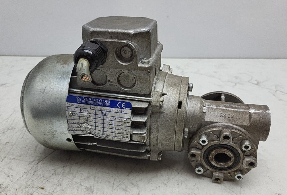 Neri Motor T56C4 Gearmotor Varvel FRS28/FL Worm Gearbox 28:1 Ratio *Damage