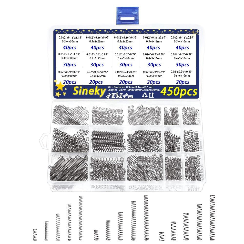 450pcs Compression Springs Assortment Kit, Small Spring Set for DIY Repair Pr...