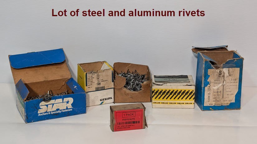 Lot of Aluminum Steel Rivets, Various Manufacturers, Types and Sizes- As Shown