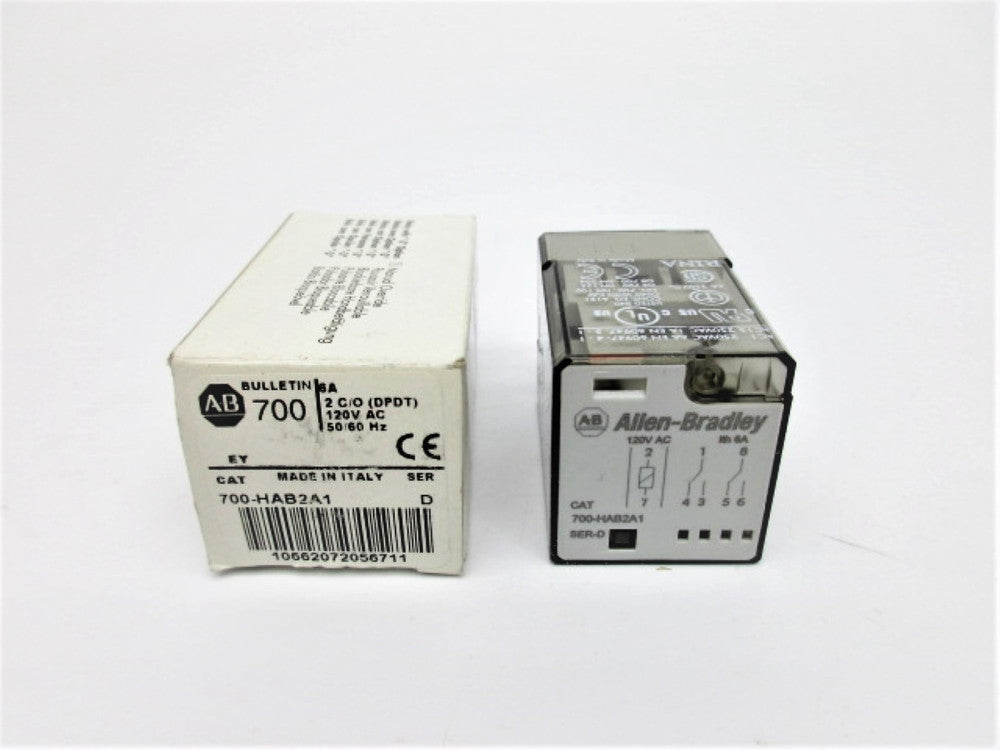 ALLEN BRADLEY 700-HAB2A1 SER. D 6A 120VAC (WH) NSMP