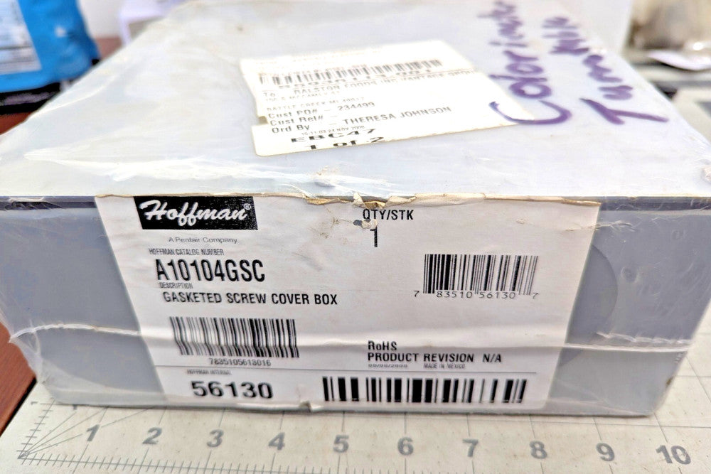 10”x10”4” NEMA 3 Gasketed Enclosure, Steel, Screw Cover Nvent Hoffman A10104GSC
