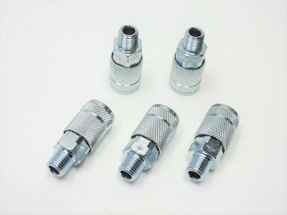 (Lot of 5) Amflo 1/4" TF x 1/4" MPT Couplers Steel Type C C1 AMFC1