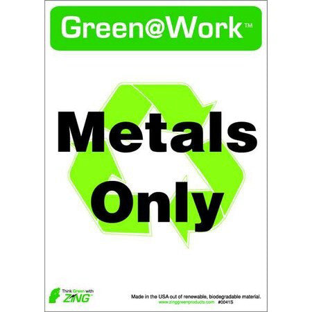 Zing 0041S Green At Work, Metals Only, 10 In W X 7 In H, Horizontal Rectangle,