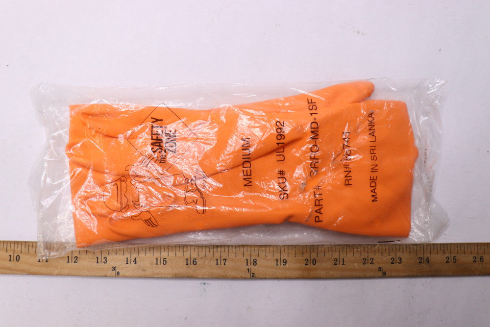 The Safety Zone Neoprene Latex Blend Flock Lined Latex Gloves Orange UL1992