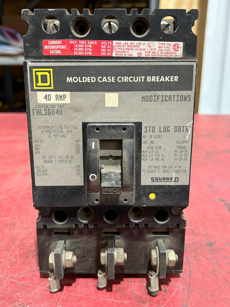 USED Square D Circuit Breaker FHL36040