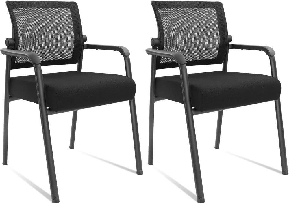 Office Chair No Wheels with Adjustable Mesh Back, Ergonomic Waiting Room Arm