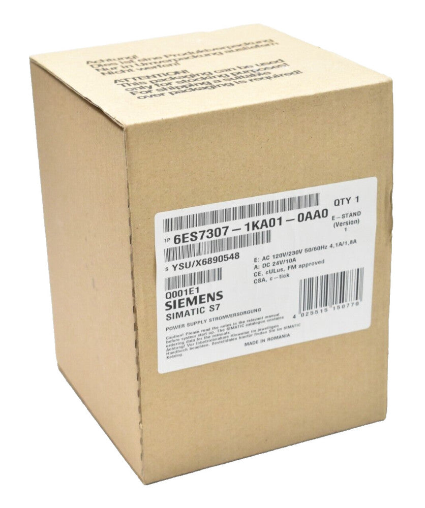 Siemens 6ES7307-1KA01-0AA0 Simatic S7 Power Supply 120/230VAC In, 24VDC/10A Out
