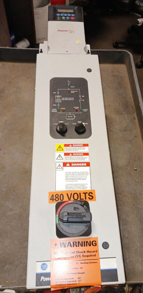 ALLEN BRADLEY 5 HP POWERFLEX 400 VFD DRIVE 460/480 VAC WITH BYPASS 22C-D010N103