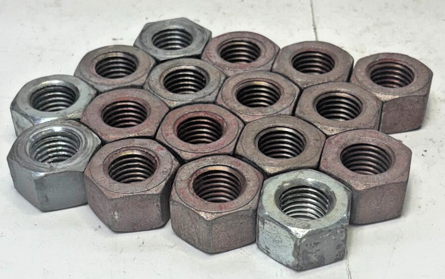 HEAVY HEX NUTS CARBON STEEL COARSE THREAD A563 GRADE DH SIZE 7/8IN LOT OF 17