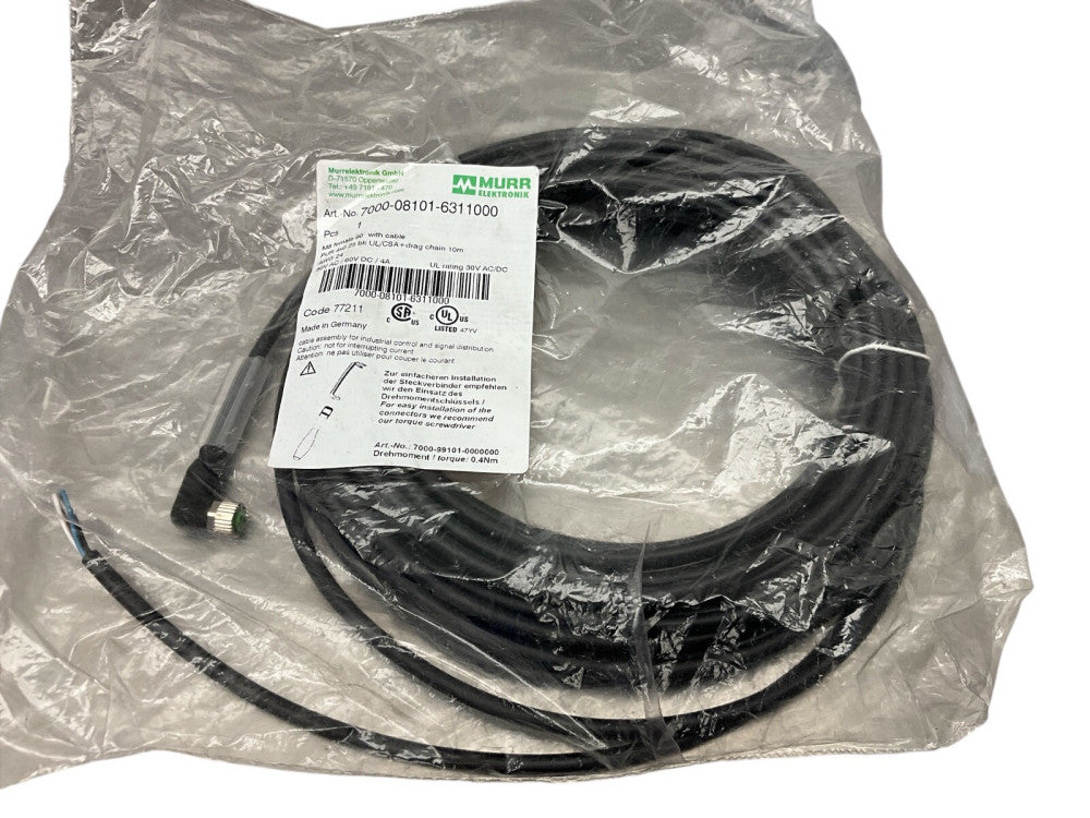 MurrElektronik Gmbh 7000-08101-6311000 M8 Female 90° A-Cod. With Cable