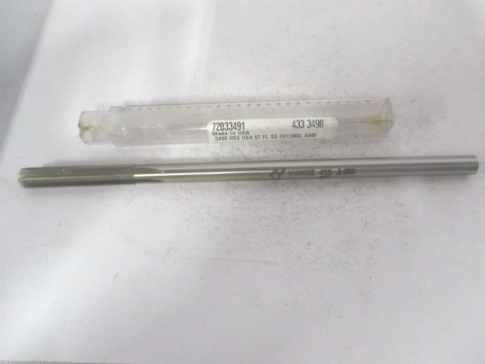 (433-0.3490) 0.349" x 1-3/4" x 7" 6-Flute Straight Shank HSS Chucking Reamer