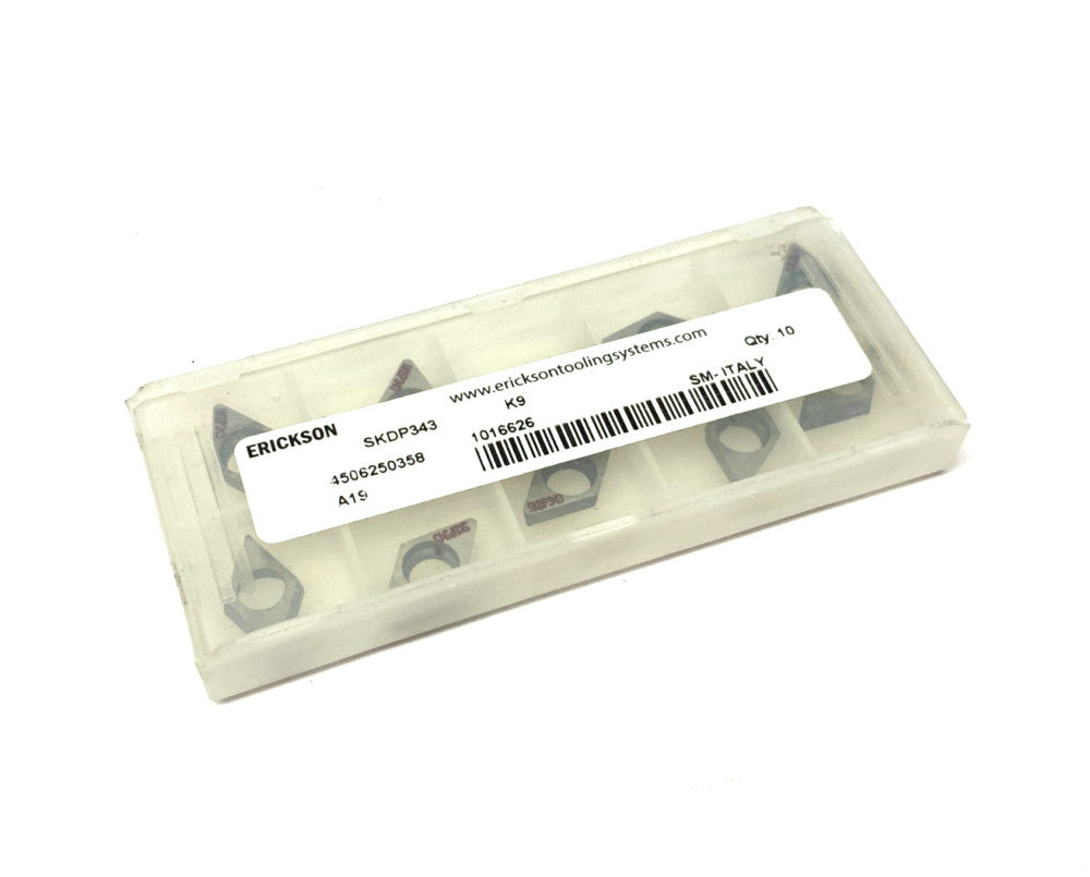 Erickson 1016626 Carbide Shim Turning Insert Grade K9 SKDP343 PKG OF 10