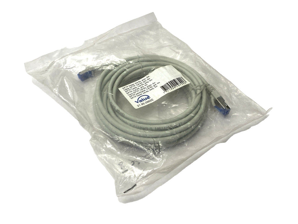 Value 21.99.0865E Double Ended Ethernet Cable Gray Male RJ45 Connectors 5m