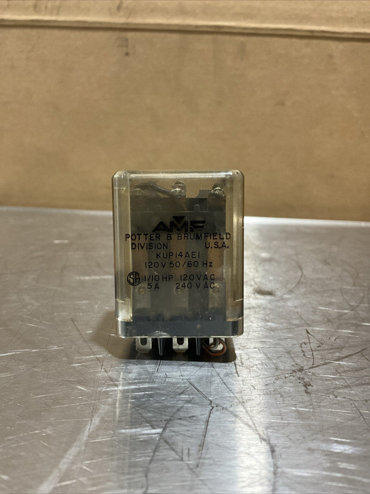 Potter & Brumfield KUP14AE1 Relay, 120V, 50/60Hz, 1/10 HP, 5A, 120-240VAC, NOS