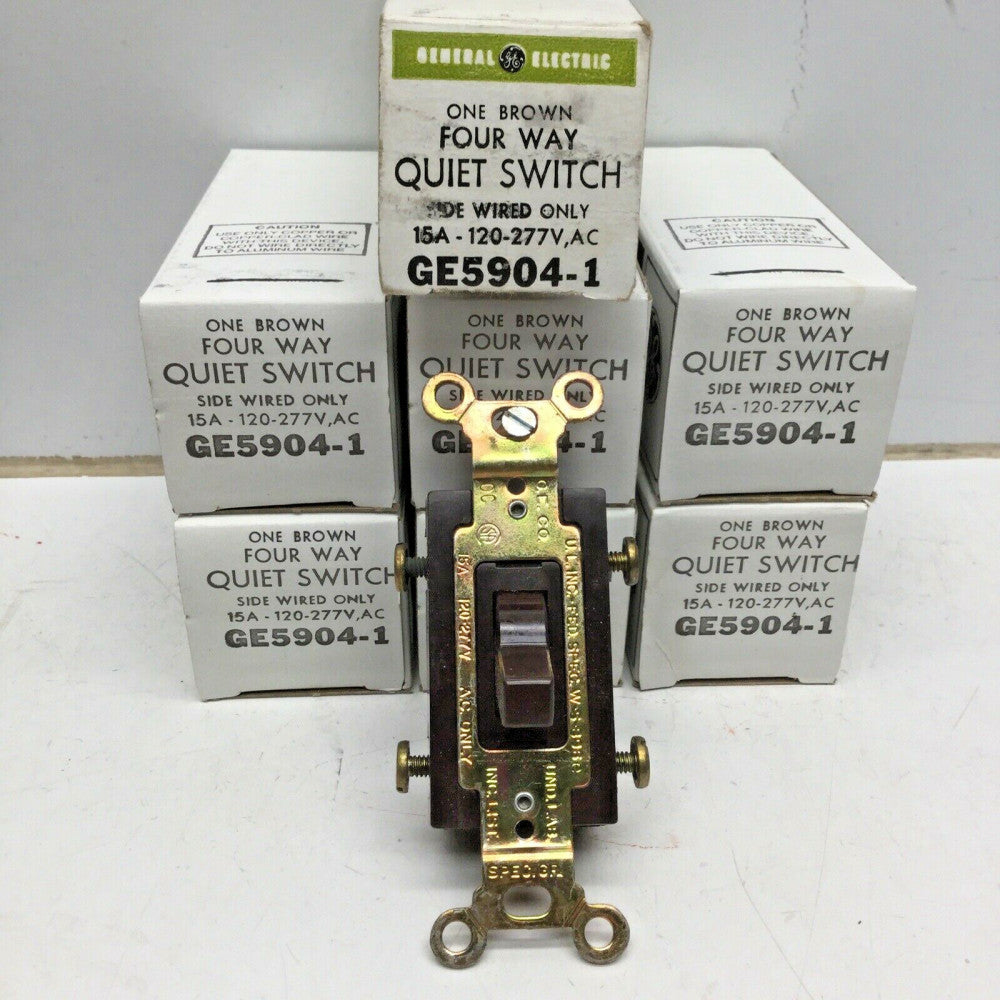 GE 5904-1 FOUR-WAY Quiet Switch Side Wired 15A 120-277VAC Brown (LOT of 7)