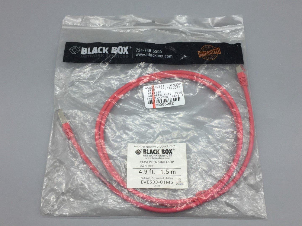 NEW Black Box EVE533-01M5 CAT5E Patch Cable F/UTP LASZH, Red 1.5 M