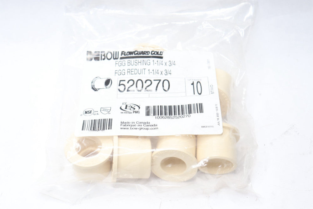 (10-Pk) Flowguard Pipe Bushing Fittings Gold 1-1/4" X 3/4" 520270