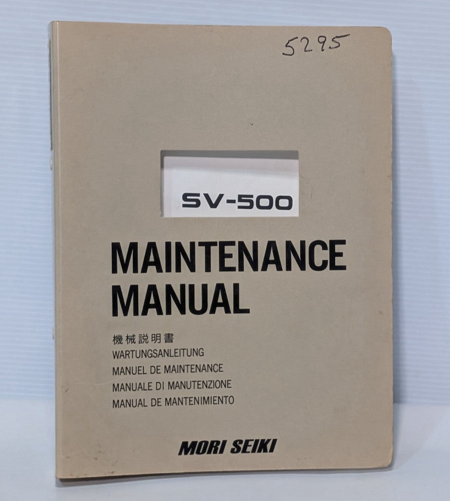 Mori Seiki SV-500 CNC Vertical Milling Center Maintenance Manual, Hard Copy