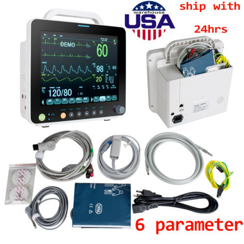 Patient Monitor ICU CCU Vital Sign 6Parameter SpO2 PR NIBP ECG RESP TEMP brand-n