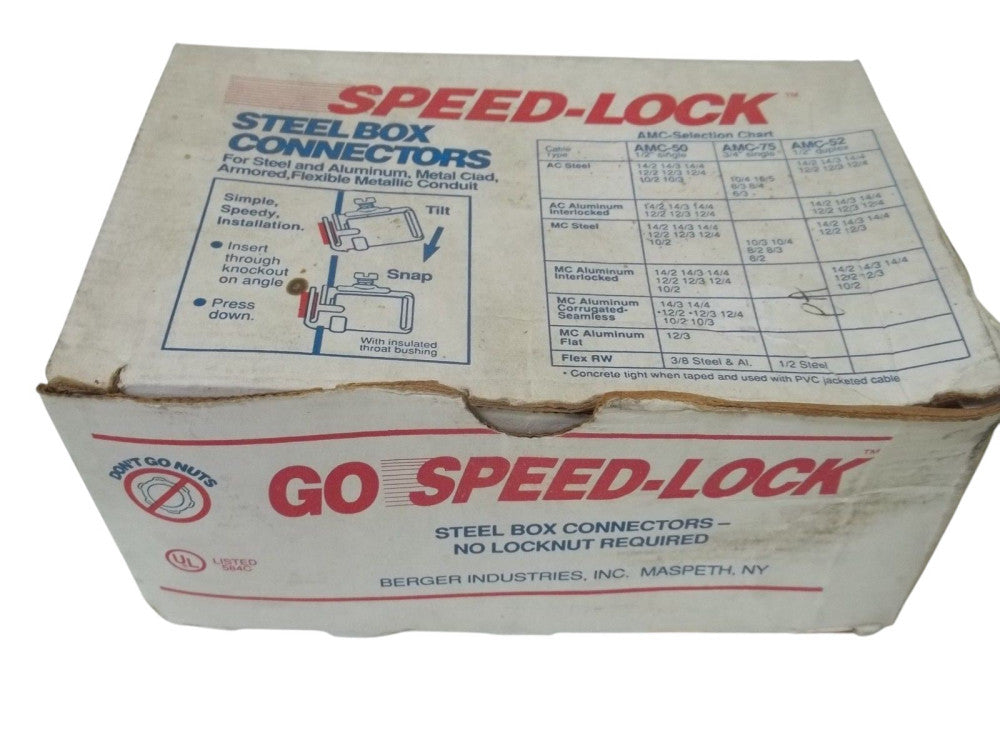 SPEED-LOCK AMC-75 3/4" (LOT OF 23) STEEL BOX CONNECTORS NSMP