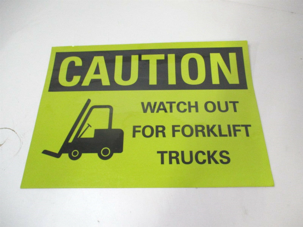 Lyle (LCU3-0195-RD_14x10) 10" x 14" Watch Out For Fork Lift Trucks Yellow Sign