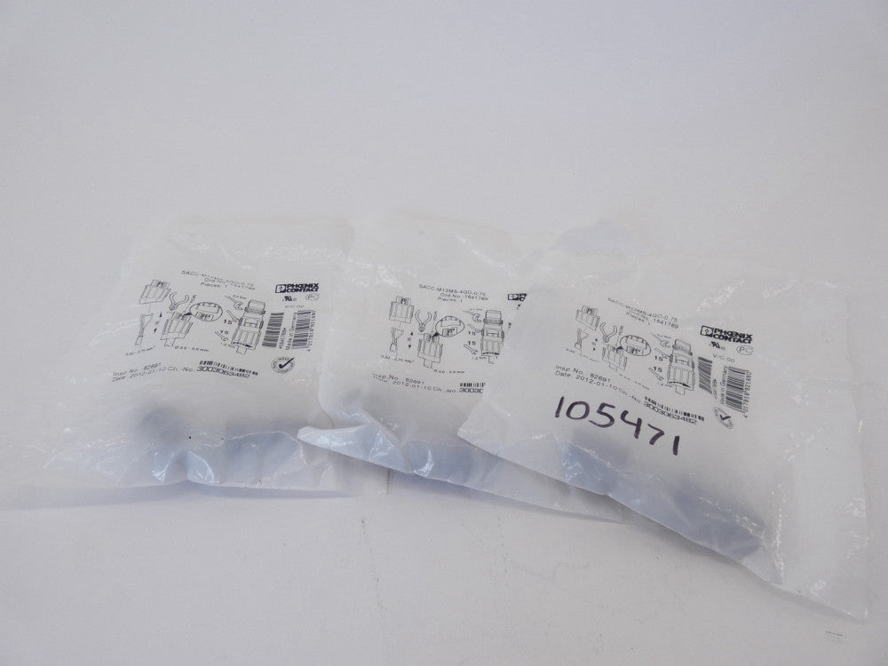 *Lot of 3* Phoenix Contact 1641769 4-Position Connector SACC-M12MS-4QO-0.75 -...