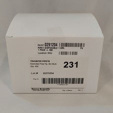 Samco Transfer Pipet 1.5 ml Extended Fine Tip, Small Bulb 400 Pipets
