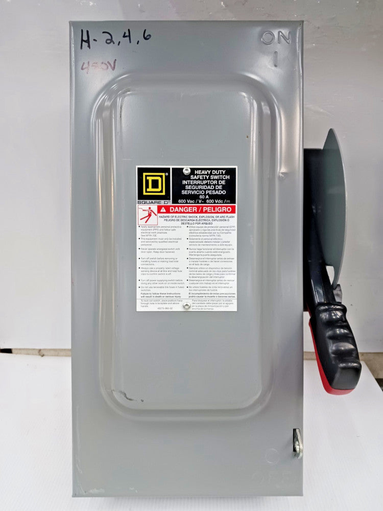 Square D 60 Amp Non-Fusible Heavy Duty Safety Switch 3 Pole 600 VAC/VDC HU362