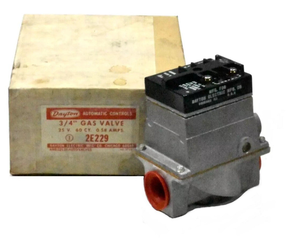 Dayton 2E229 Gas Valve 3/4", 25V, 60 Cy, 0.58 Amp NOS