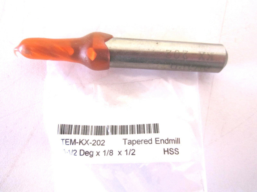 Award (TEM-KX-202) 1/8" HSS 3F 1.5° 1/8 x 1/2 x 2-5/8 x 3/8 Tapered End Mill