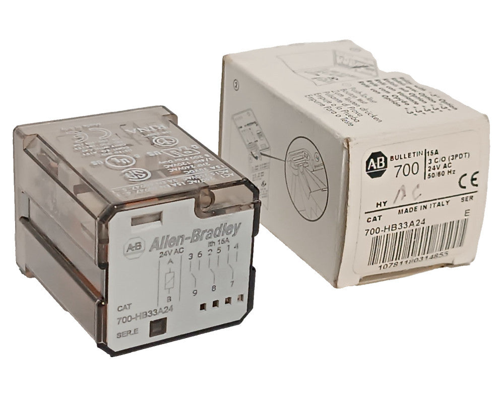 Allen-Bradley 700-HB33A24 Series E Relay, 24VAC 15A, 3PDT, 50/60Hz, Bulletin 700