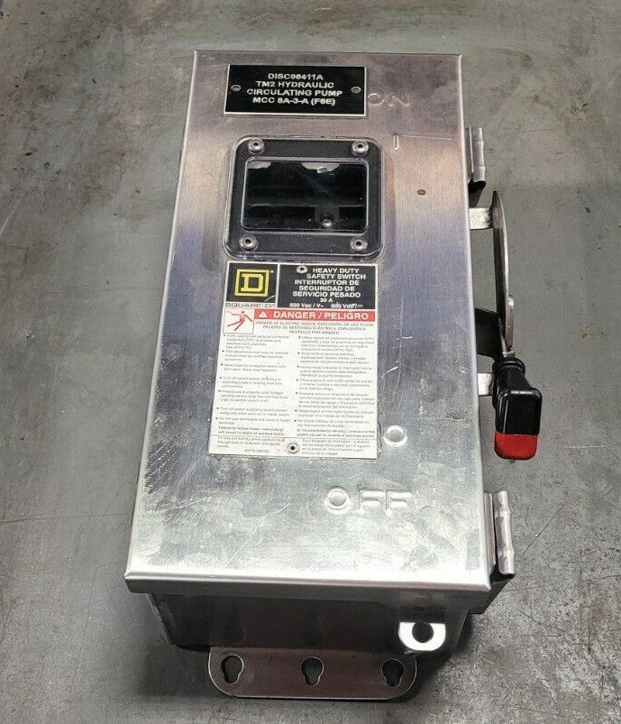 SQUARE D 30 AMP NON-FUSED STAINLESS SAFETY SWITCH 600 VAC 3 POLE HU361DSEIVW