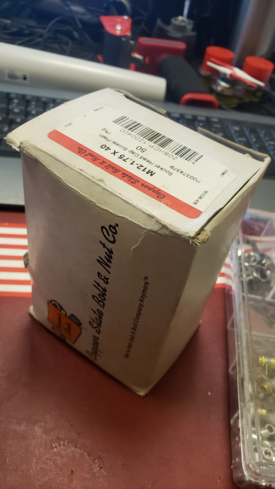 BOX OF 50 COPPER STATE M12-1.75 x 40 SOCKET HEAD CAP SCREW PLAIN 20SHCP-1200400