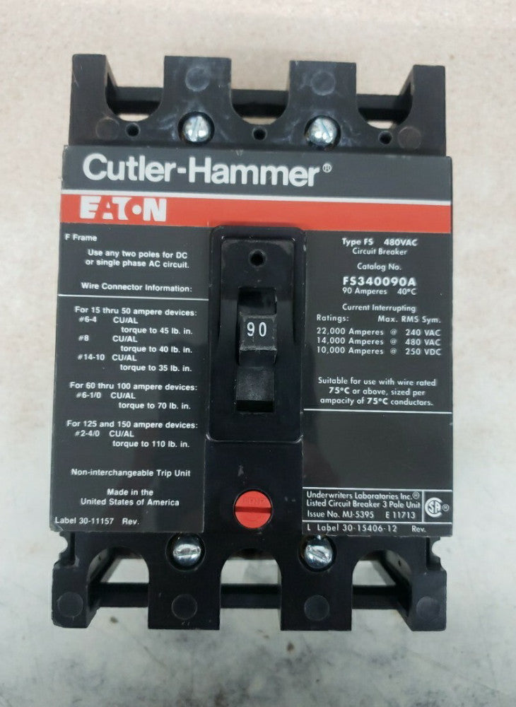 NNB EATON CUTLER HAMMER FS340090A 90AMP 480VAC 3POLE TYPE FS NEW NO BOX