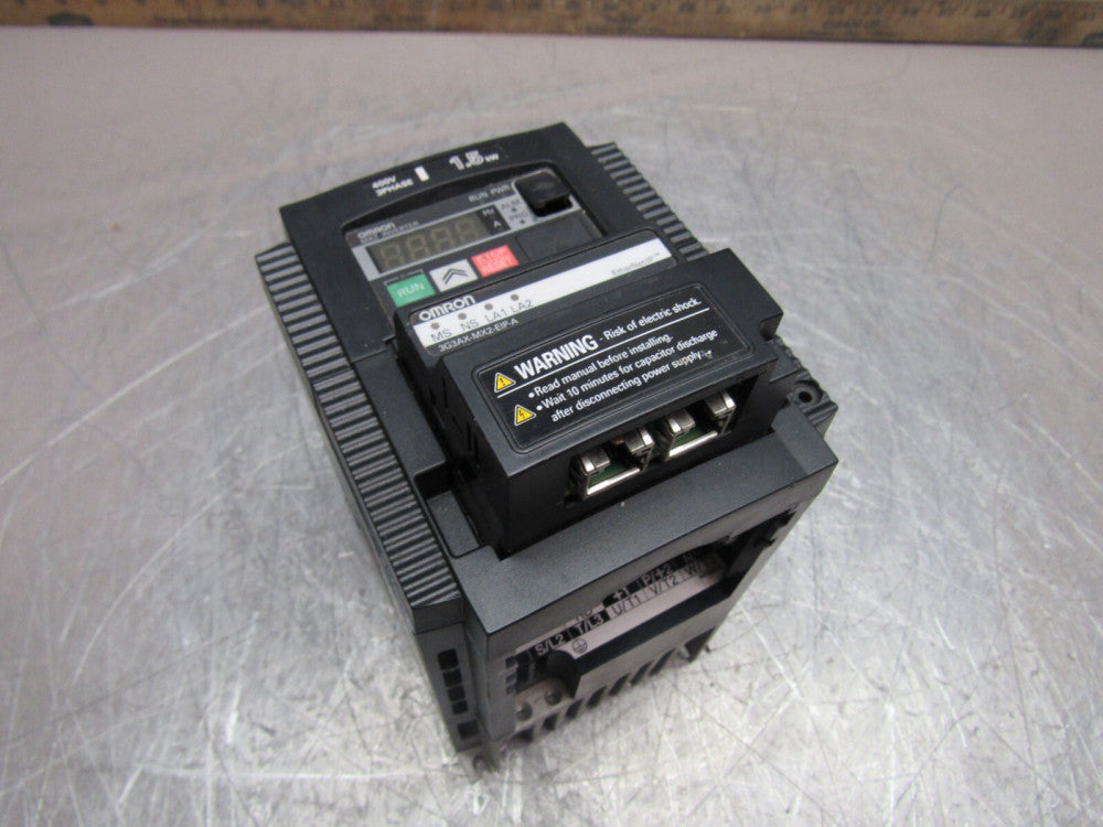 OMRON 3G3MX2-A4015-V1 400V 3PH 1.5KW INVERTER W/3G3AX-MX2-EIP-A ETHERNET/IP XLNT