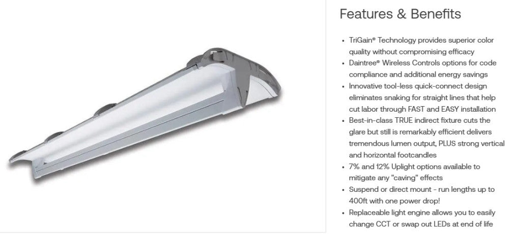 8' LED Luminaire Fixture 10,400 Lumens 4,000K Single Or Continuous 120 or 277V