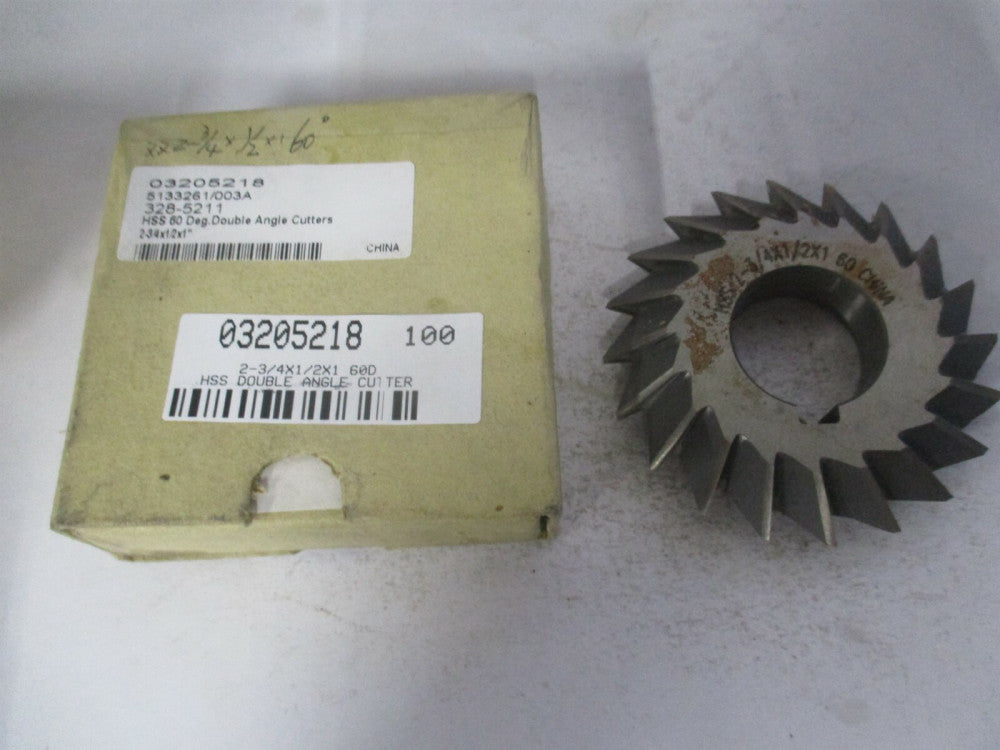 (328-5211) 2-3/4" x 1/2" x 1" OAL High Speed Steel Double-Angle Cutter