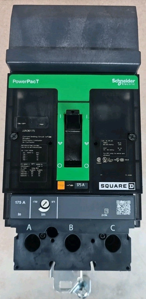 Square D NTO JJA36175 Circuit Breaker 3-Pole 175A 600V PowerPact JJ 175 Amp