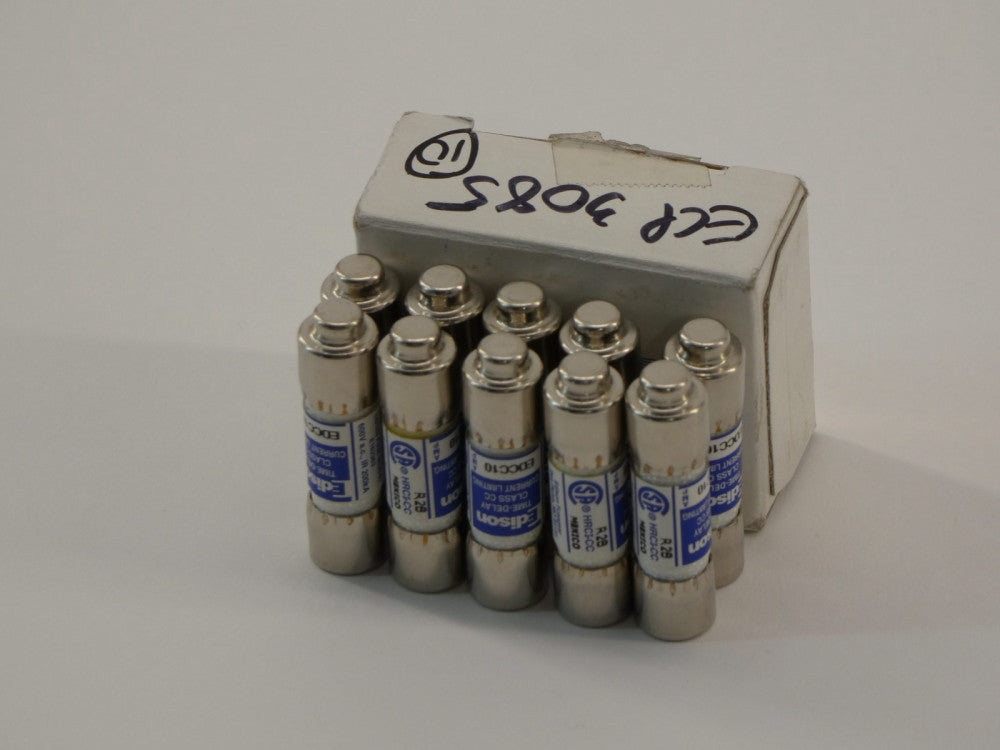 *Lot of 10* Edison EDCC10 Time Delay Fuse 600V 10A - NEW Surplus!
