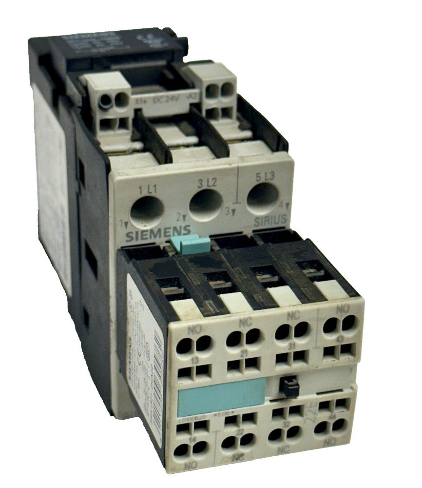 SIEMENS 3RT1026-3B..0 POWER CONTACTOR W/ 3RH1921-2HA22 AUX. SWITCH BLOCK 10A