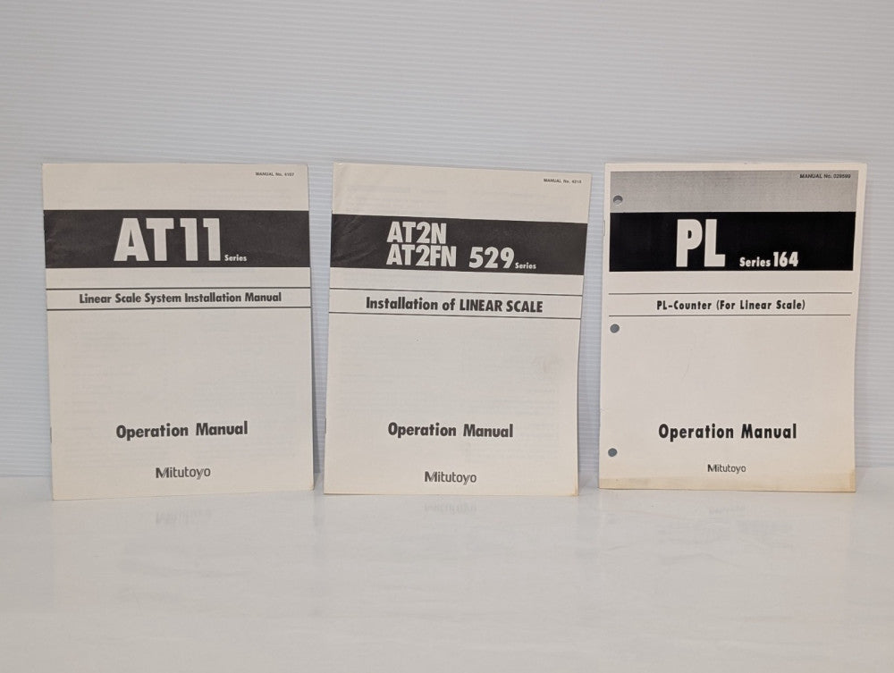 Set of 3 Mitutoyo AT11, AT2N, AT2FN 529 & PL164 Linear Scale Installation Manual