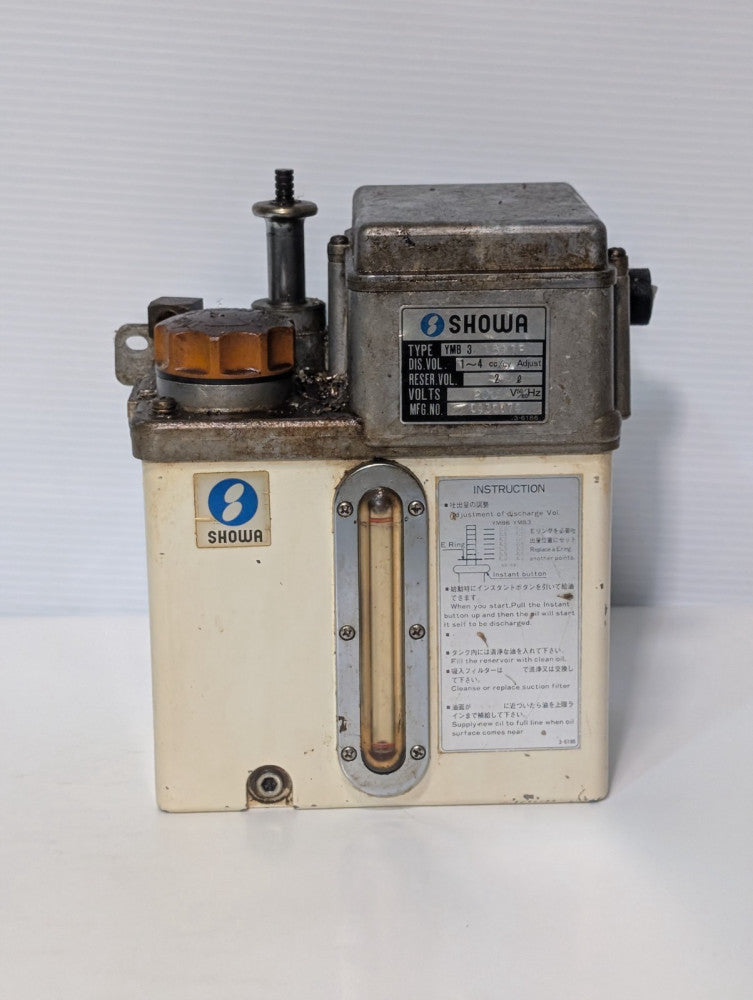 Showa Type YMB3 Lubrication Tank, Dis. Vol 1~4cc, Reserve Vol 2l, 200V, 50/60Hz