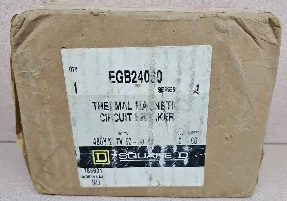 Square D EGB24060 60 Amp 2 Pole 480Y/277V Circuit Breaker Tested NOS