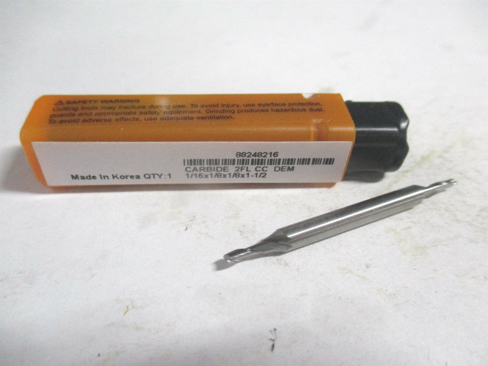(E5022004) 1/16 x 1/8" x 1/8" x 1-1/2" OAL Solid Carbide 2 Flute Square End Mill