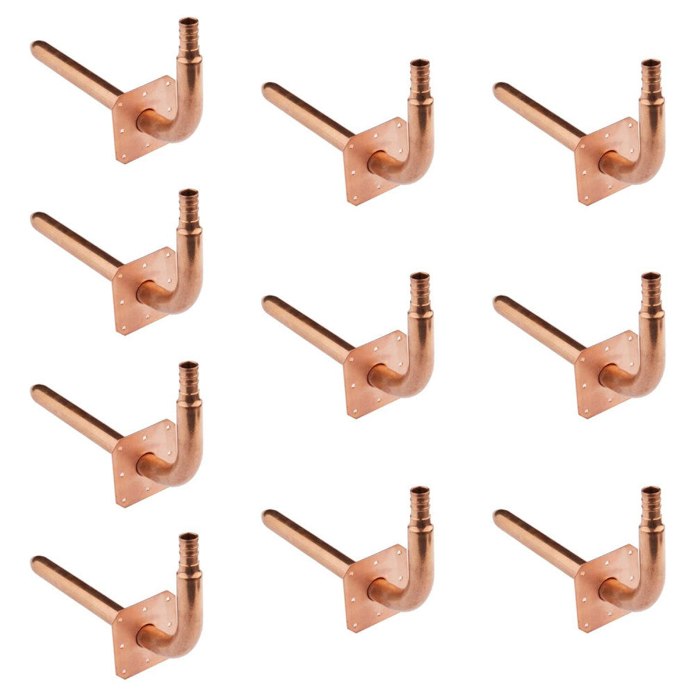 (Pack of 10) Barb Pex F1807 Crimp Copper Stub Out Elbow with Wall Flange, 1/2...