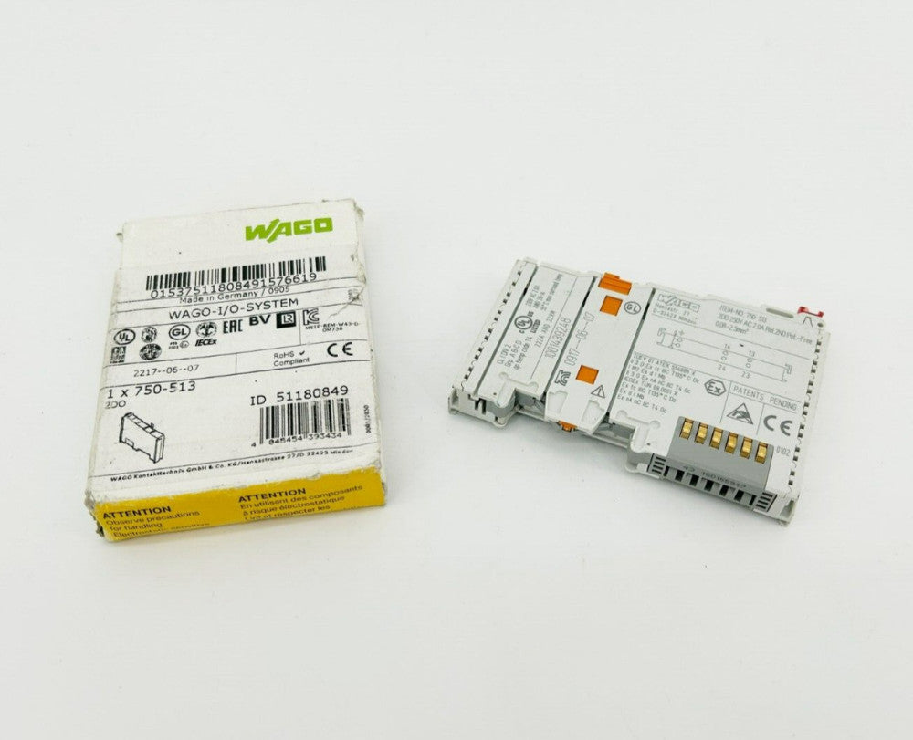 New Wago 750-513 I/O Module Relay, 2 Channel, 250VAC, 2A